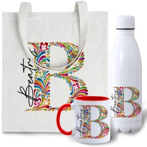Set regalo personalizado mujer tote + botella